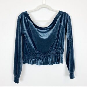 Lost Ink Velvety Velour Long Sleeve Crop Top Size Medium